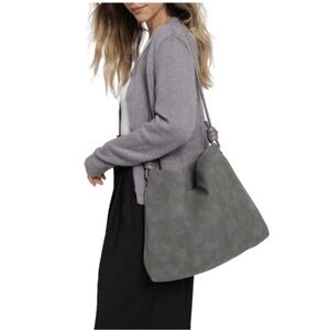 NWT 8 Other Reasons Stone Gray Suedette Betsy Slouch Tote Shoulder Bag New